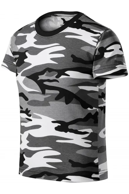 Camiseta de camuflaje para niños, camuflaje gris