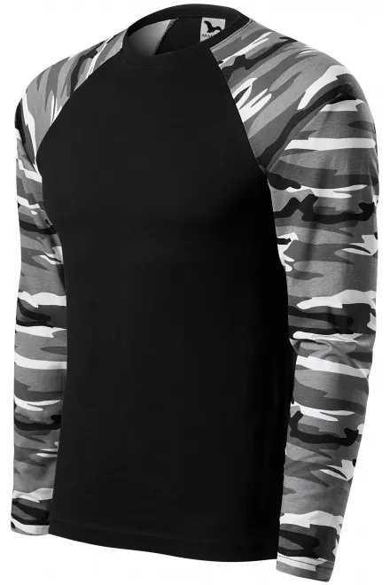 Camouflage T-shirt met lange mouwen, camouflage grijs