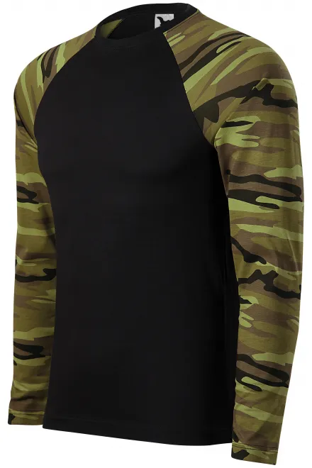 Camouflage T-shirt met lange mouwen, camouflage groen