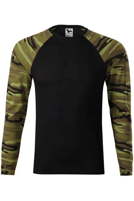 Camouflage T-Shirt mit langen Ärmeln - Tarnung grün, XS