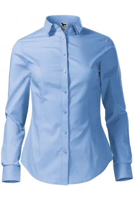 Damen Baumwollbluse mit langen Ärmeln - Himmelblau, XS