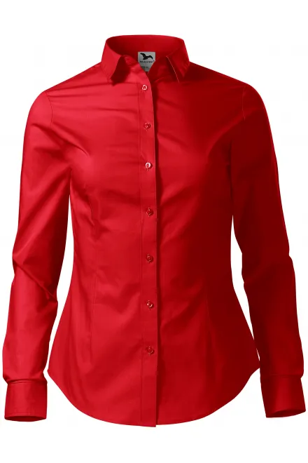 Damen Baumwollbluse mit langen Ärmeln - rot, XS
