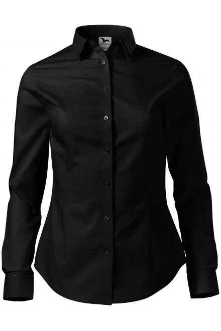 Damen Baumwollbluse mit langen Ärmeln - schwarz, XS