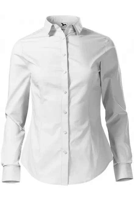 Damen Baumwollbluse mit langen Ärmeln - weiß, XS
