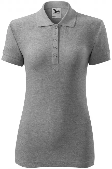 Damen einfaches Poloshirt - dunkelgrauer Marmor, S