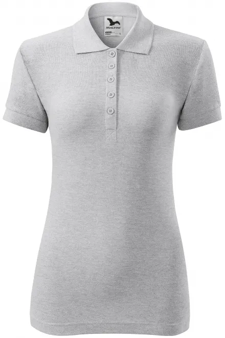 Damen einfaches Poloshirt - hellgrauer Marmor, S