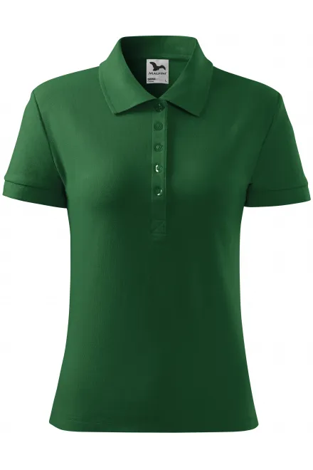 Damen einfaches Poloshirt - Flaschengrün, S
