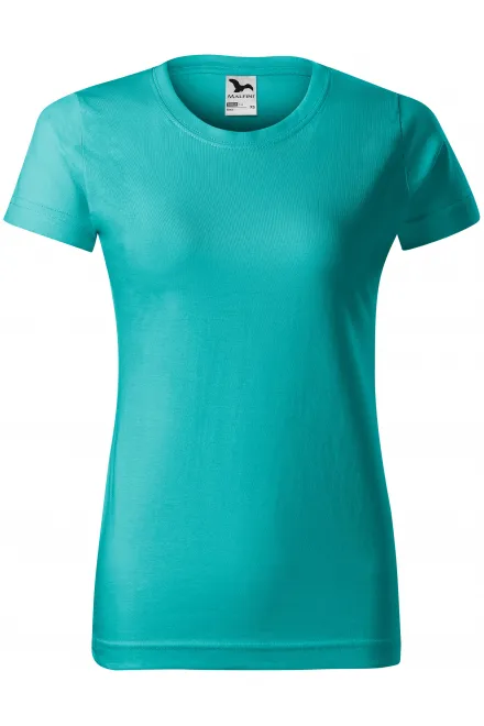 Damen einfaches T-Shirt - smaragdgrün, XS