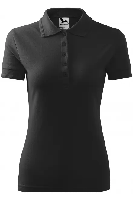 Damen elegantes Poloshirt - Anthrazit Marmor, XL