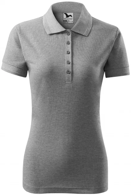 Damen elegantes Poloshirt - dunkelgrauer Marmor, XL