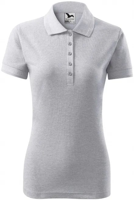 Damen elegantes Poloshirt - hellgrauer Marmor, XL