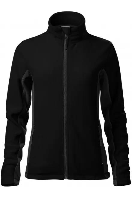 Damen Fleece-Kontrastjacke - schwarz, XS