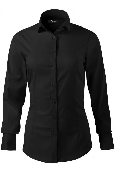 Damen Langarmbluse slim Fit - schwarz, S