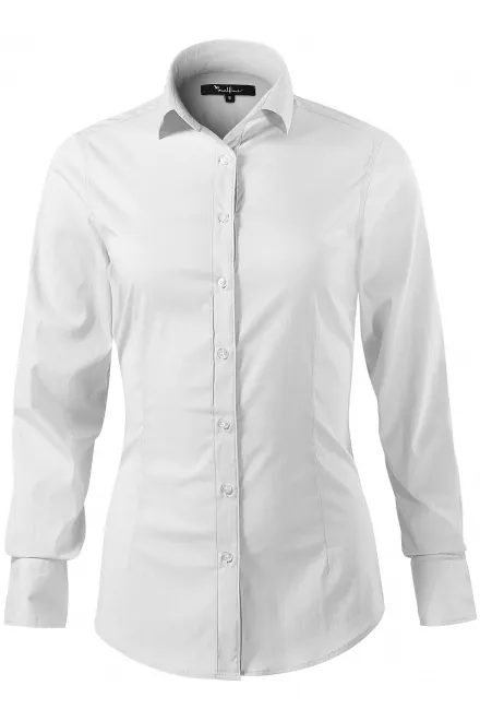 Damen Langarmbluse slim Fit - weiß, S