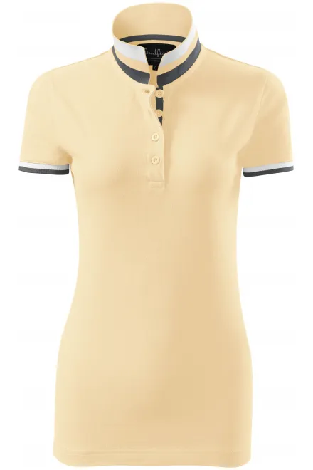 Damen Poloshirt mit Stehkragen - vanille, XS