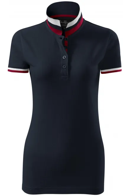 Damen Poloshirt mit Stehkragen - dunkelblau, XS