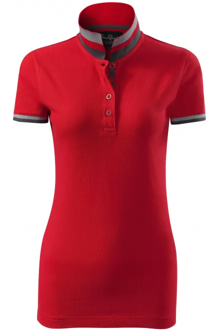 Damen Poloshirt mit Stehkragen - formula red, XS