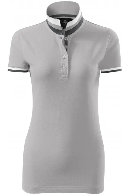 Damen Poloshirt mit Stehkragen - Silber grau, XS