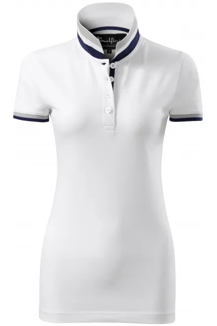 Damen Poloshirt mit Stehkragen - weiß, XS