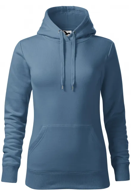 Damen Sweatshirt mit Kapuze ohne Reißverschluss - denim, XS