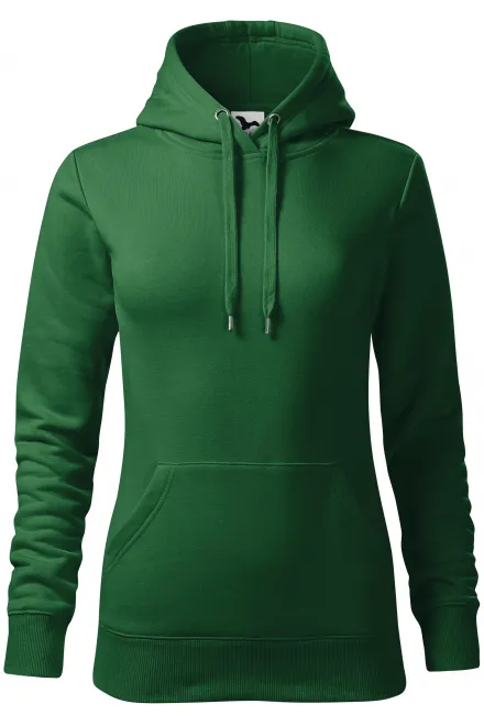 Damen Sweatshirt mit Kapuze ohne Reißverschluss - Flaschengrün, XS
