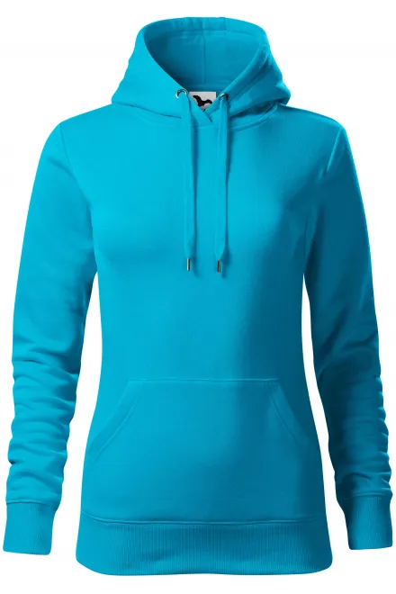 Damen Sweatshirt mit Kapuze ohne Reißverschluss - türkis, XS