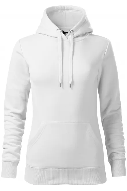 Damen Sweatshirt mit Kapuze ohne Reißverschluss - weiß, XS