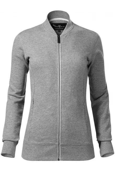 Damen Sweatshirt mit versteckten Taschen - dunkelgrauer Marmor, XS