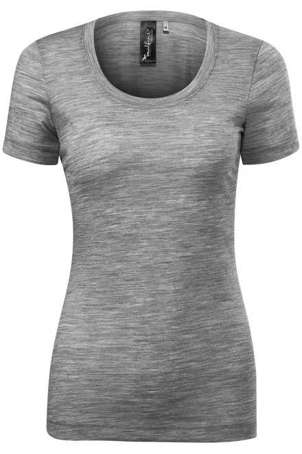 Damen T-Shirt aus Merinowolle - dunkelgrauer Marmor, XS