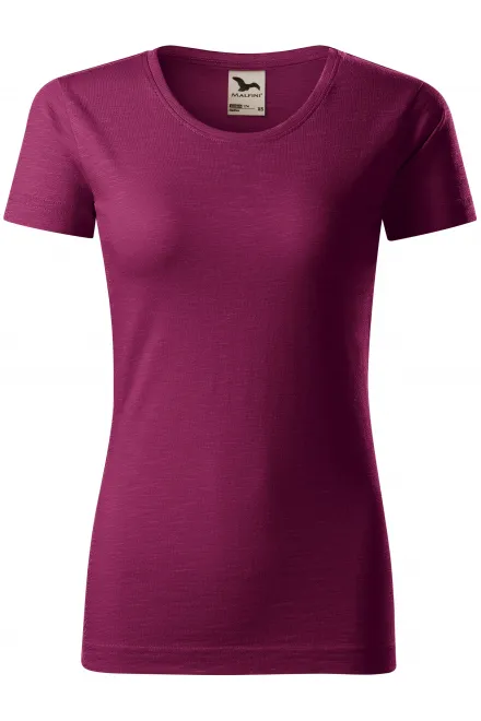 Damen-T-Shirt aus strukturierter Bio-Baumwolle - fuchsie, XS