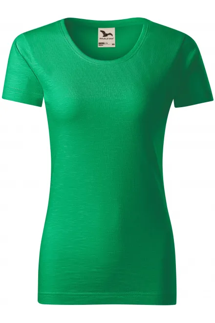 Damen-T-Shirt aus strukturierter Bio-Baumwolle - Grasgrün, XS