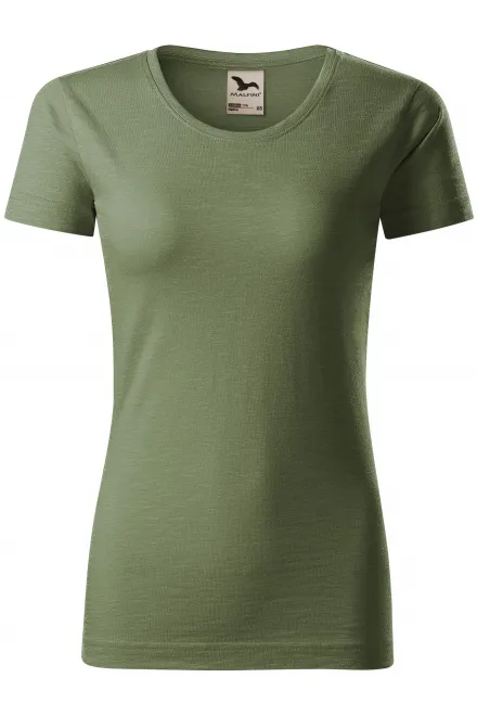 Damen-T-Shirt aus strukturierter Bio-Baumwolle - khaki, XS