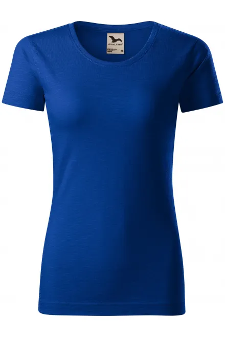 Damen-T-Shirt aus strukturierter Bio-Baumwolle - königsblau, XS