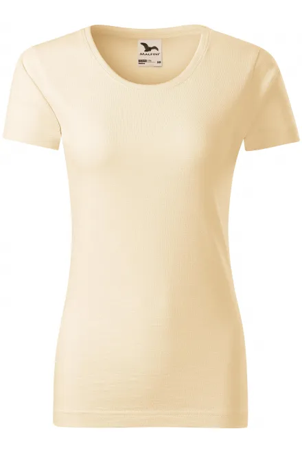 Damen-T-Shirt aus strukturierter Bio-Baumwolle - mandel, XS