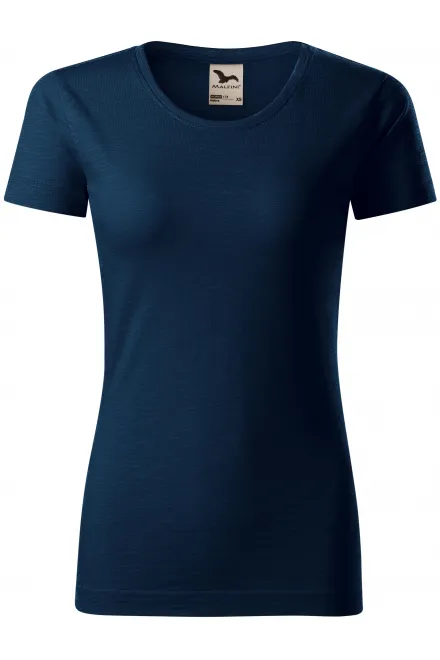 Damen-T-Shirt aus strukturierter Bio-Baumwolle - dunkelblau, XS