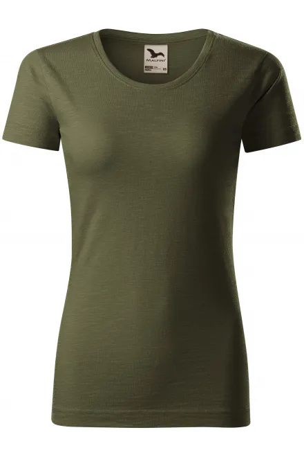 Damen-T-Shirt aus strukturierter Bio-Baumwolle - military, XS