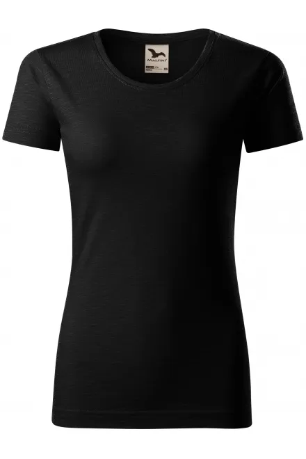 Damen-T-Shirt aus strukturierter Bio-Baumwolle - schwarz, XS
