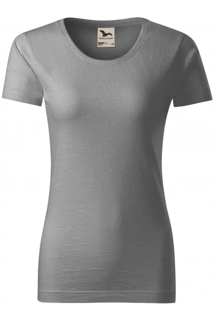Damen-T-Shirt aus strukturierter Bio-Baumwolle - altes Silber, XS