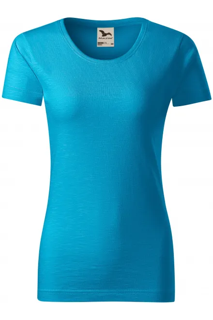 Damen-T-Shirt aus strukturierter Bio-Baumwolle - türkis, XS