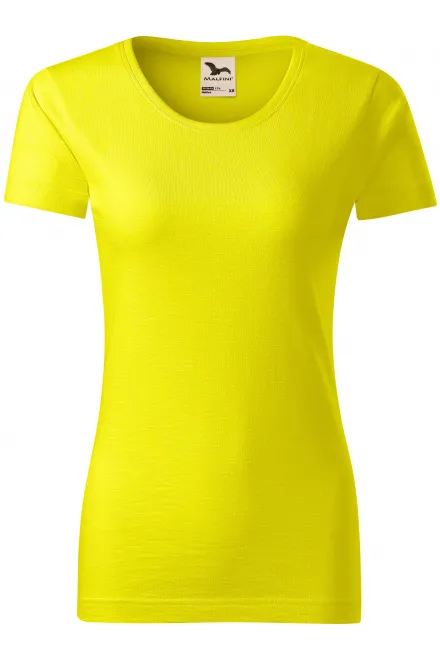 Damen-T-Shirt aus strukturierter Bio-Baumwolle - zitronengelb, XS