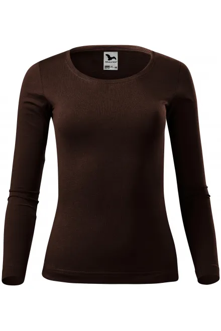 Damen T-Shirt mit langen Ärmeln - Kaffee, XS