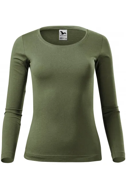 Damen T-Shirt mit langen Ärmeln - khaki, XS
