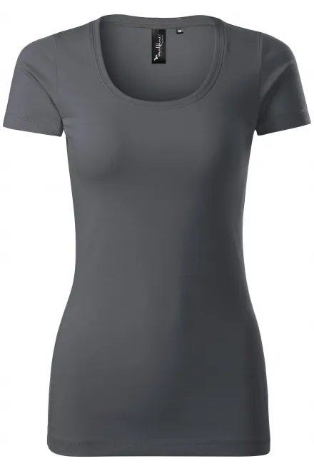 Damen T-Shirt mit Ziernähten - hellgrau, XS