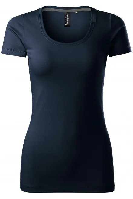 Damen T-Shirt mit Ziernähten - ombre blau, XS