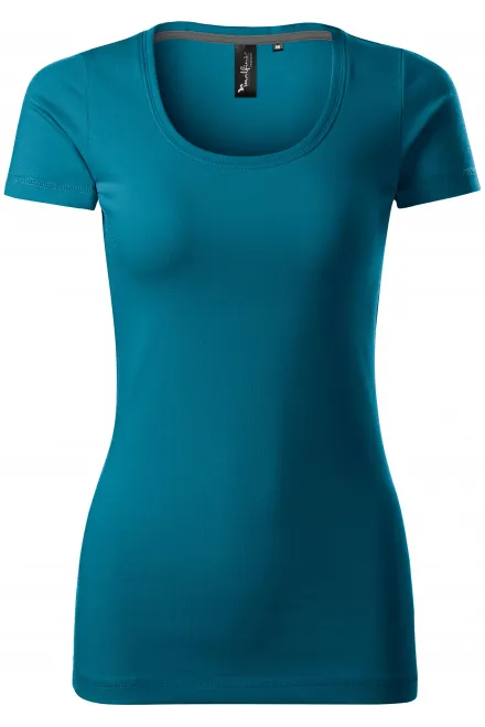 Damen T-Shirt mit Ziernähten - petrol blue, XS