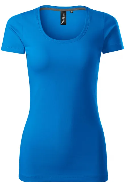 Damen T-Shirt mit Ziernähten - meerblau, XS