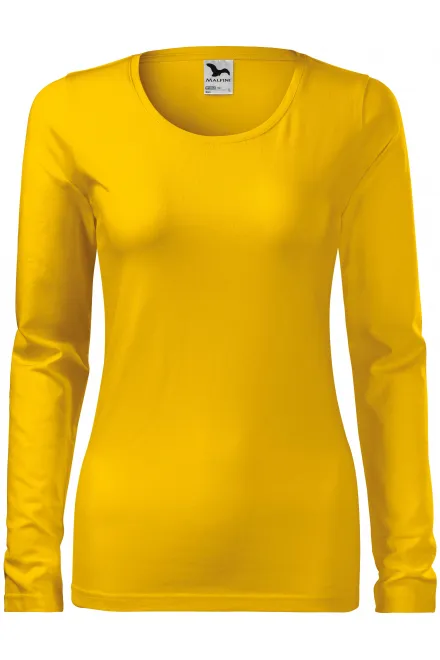 Eng anliegendes Damen-T-Shirt mit langen Ärmeln - gelb, S