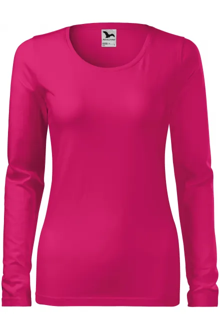 Eng anliegendes Damen-T-Shirt mit langen Ärmeln - himbeere, S