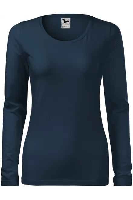 Eng anliegendes Damen-T-Shirt mit langen Ärmeln - dunkelblau, S