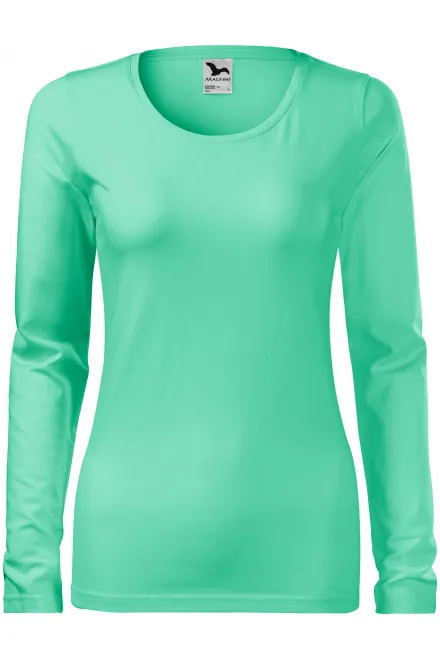 Eng anliegendes Damen-T-Shirt mit langen Ärmeln - Minze, S